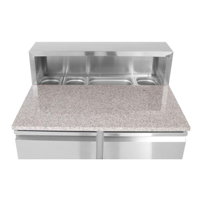 Dvoudveřový chlazený stůl s nástavcem a žulovou pracovní deskou, Arktic, 169L, 230V/310W, 700x900x(H)1082mm