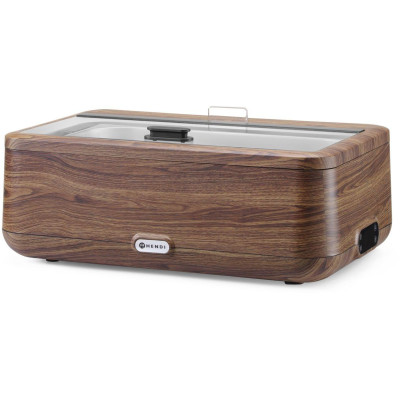 Chafing dish UNIQ, HENDI, designed by Robert Bronwasser, GN 1/1, Dřevo, 230V/700W, 607x402x(H)245mm