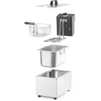 Hluboká fritéza, HENDI, Budget Line, GN 1/3, 4L, Stříbrná, 230V/2800W, 184x404x(H)258mm