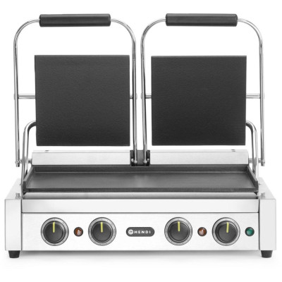Kontaktní gril, dvojitý gril s časovačem, HENDI, Stříbrná, 220-240V/3600W, 570x375x(H)216mm, Obdélníkové