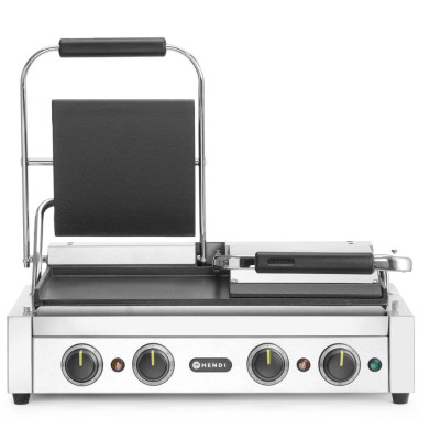 Kontaktní gril, dvojitý gril s časovačem, HENDI, Stříbrná, 220-240V/3600W, 570x375x(H)216mm, Obdélníkové