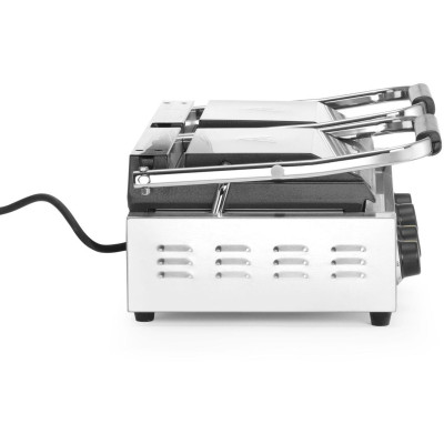 Kontaktní gril, dvojitý gril s časovačem, HENDI, Stříbrná, 220-240V/3600W, 570x375x(H)216mm, Obdélníkové