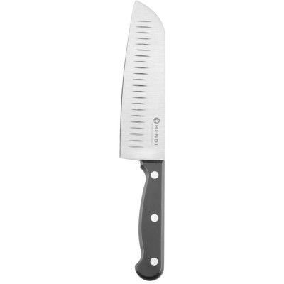 Santoku nůž 180 mm, ražený, HENDI, Profi Line, Černá, (L)297mm