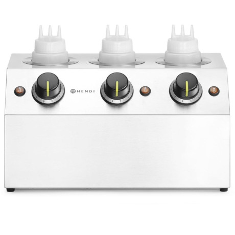 Ohřívač omáček, HENDI, 3x0,65L, Stříbrná, 220-240V/600W, 395x239x(H)211mm