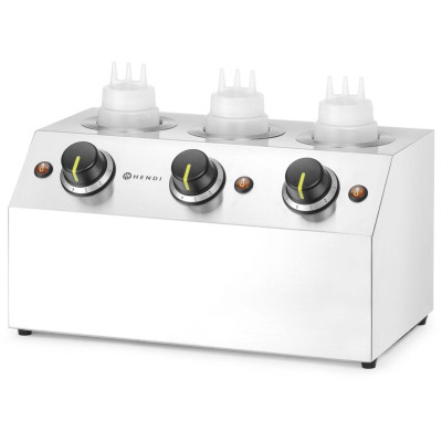 Ohřívač omáček, HENDI, 3x0,65L, Stříbrná, 220-240V/600W, 395x239x(H)211mm
