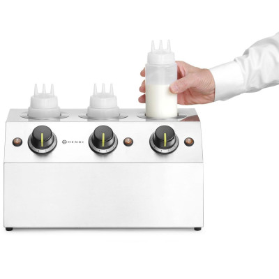 Ohřívač omáček, HENDI, 3x0,65L, Stříbrná, 220-240V/600W, 395x239x(H)211mm