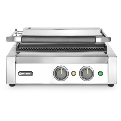 Kontaktní gril Panini, HENDI, Stříbrná, 220-240V/2200W, 430x375x(H)216mm, Obdélníkové