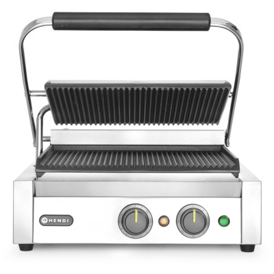 Kontaktní gril Panini, HENDI, Stříbrná, 220-240V/2200W, 430x375x(H)216mm, Obdélníkové