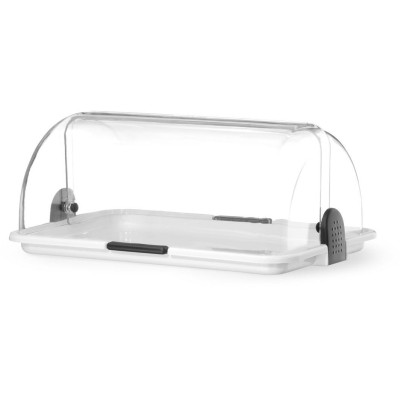 Roll-top vitrína, HENDI, Bílá, 380x260x(H)170mm, Obdélníkové