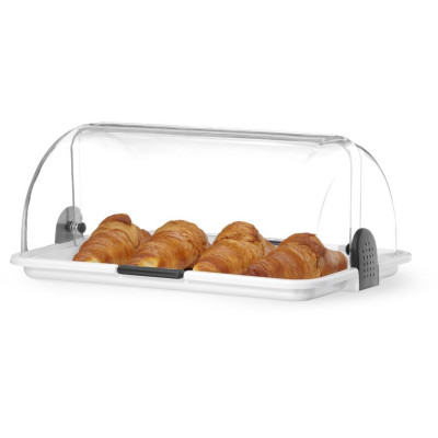 Roll-top vitrína, HENDI, Bílá, 380x260x(H)170mm, Obdélníkové