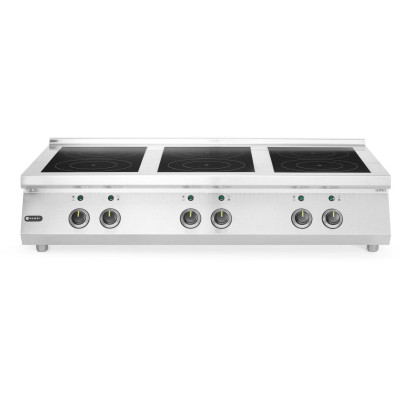 Indukční sporák, 6 varných zón, HENDI, 3x3.5 kW hobs & 3x5 kW hobs, 400V/25500W, 1200x700x(H)311mm