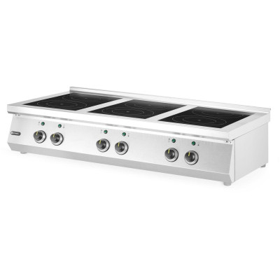 Indukční sporák, 6 varných zón, HENDI, 3x3.5 kW hobs & 3x5 kW hobs, 400V/25500W, 1200x700x(H)311mm