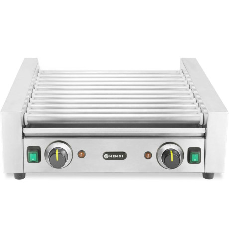 Rolovací gril na klobásy, 2 zóny, HENDI, Stříbrná, 230V/980W, 566x527x(H)192mm, Obdélníkové