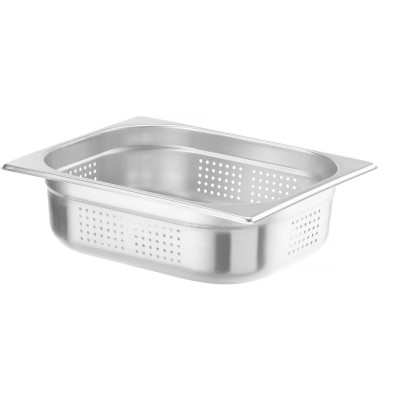 GN 1/2 kontejner, perforovaný, HENDI, Profi Line PLUS, GN 1/2, 6,5L, Stříbrná, 325x265x(H)100mm
