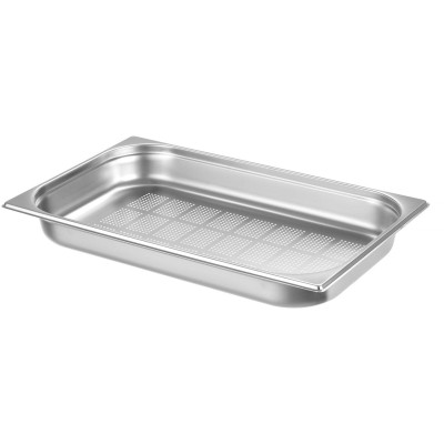 Nádoba GN 1/1, perforovaná, HENDI, Profi Line PLUS, GN 1/1, 9L, Stříbrná, 530x325x(H)65mm