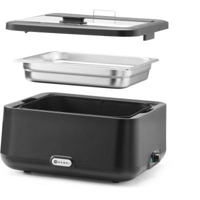 Chafing dish UNIQ, analogové ovládání, HENDI, GN 2/3, Černá, 230V/500W, 403x454x(H)248mm