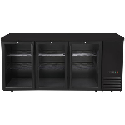 Chladicí barový pult, skleněné dveře, Arktic, 6 polic, 493L, Černá, 230V/185W, 1826x631x(H)865mm