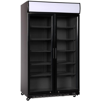 Chladnička s pruhovanými dveřmi, dvoukřídlé dveře, Arktic, Prístrešek s LED osvětlením, 827L, Černá, 230V/480W, 1130x720x(H)2023