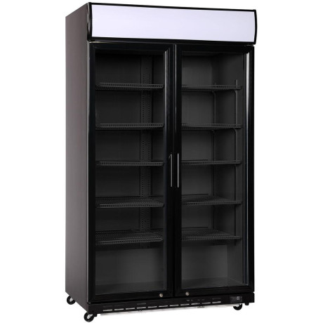 Chladnička s pruhovanými dveřmi, dvoukřídlé dveře, Arktic, Prístrešek s LED osvětlením, 827L, Černá, 230V/480W, 1130x720x(H)2023