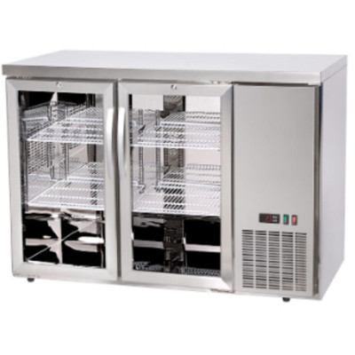 Chladicí barový pult, skleněné dveře, Arktic, 4 police, 283L, Stříbrná, 230V/185W, 1217x631x(H)865mm