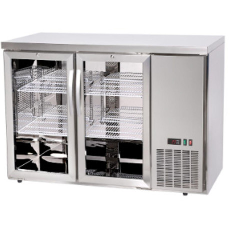 Chladicí barový pult, skleněné dveře, Arktic, 4 police, 283L, Stříbrná, 230V/185W, 1217x631x(H)865mm