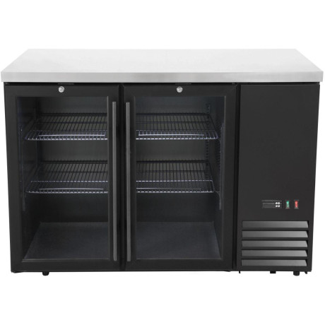 Chladicí barový pult, skleněné dveře, Arktic, 4 police, 283L, Černá, 230V/185W, 1217x631x(H)865mm