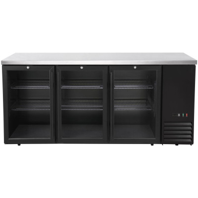 Chladicí barový pult, skleněné dveře, Arktic, 6 polic, 493L, Černá, 230V/185W, 1826x631x(H)865mm