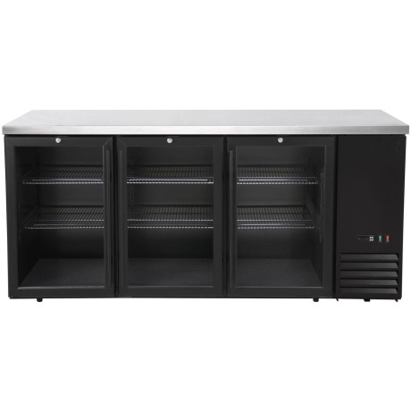 Chladicí barový pult, skleněné dveře, Arktic, 6 polic, 493L, Černá, 230V/185W, 1826x631x(H)865mm