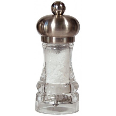 POLKA mlýnek na sůl, nerez mat a transparent, 11 cm
