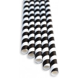 Brčka - černá papírová 100ks, délka 21 cm