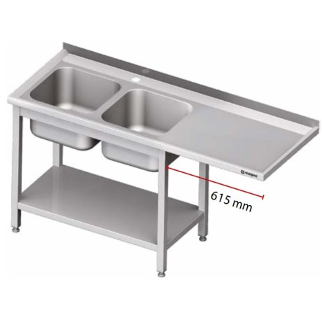 stůl s 2 dřezy ST 104 prostor pro myčku nebo ledničku