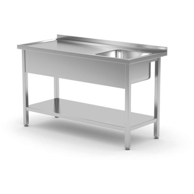 Stůl se dřezem a policí – šrubovatelný, 800x600x(H)850mm