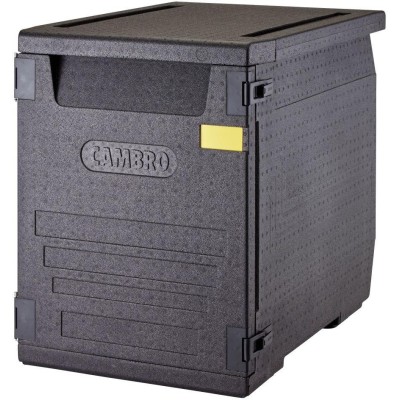 Termoizolační box Cam GoBox® s předním plněním pro nádoby 600x400 mm, bez drážek, 155 l, bez drážek, 155L, Černá, 770x540x(H)687