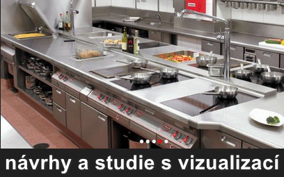 Návrhy  a studie gastro kuchyní vč, 3D vizualizace
